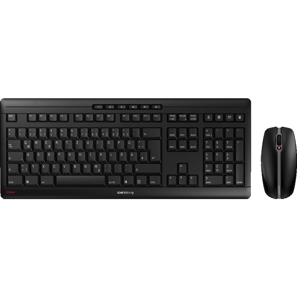 CHERRY Stream Desktop tastatūra Pele iekļauta Birojs RF Bezvadu AZERTY Franču Melns