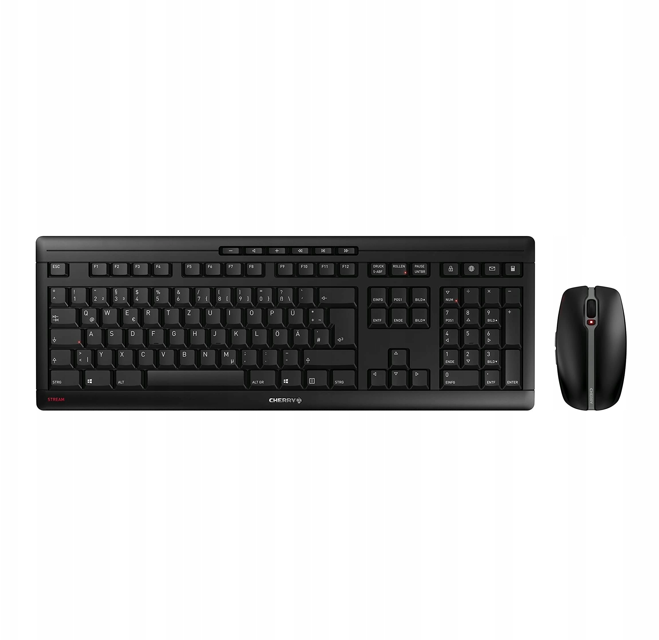 CHERRY Stream darbvirsmas uzlādes tastatūra Komplektā iekļauta pele Universal RF Wireless AZERTY French Black