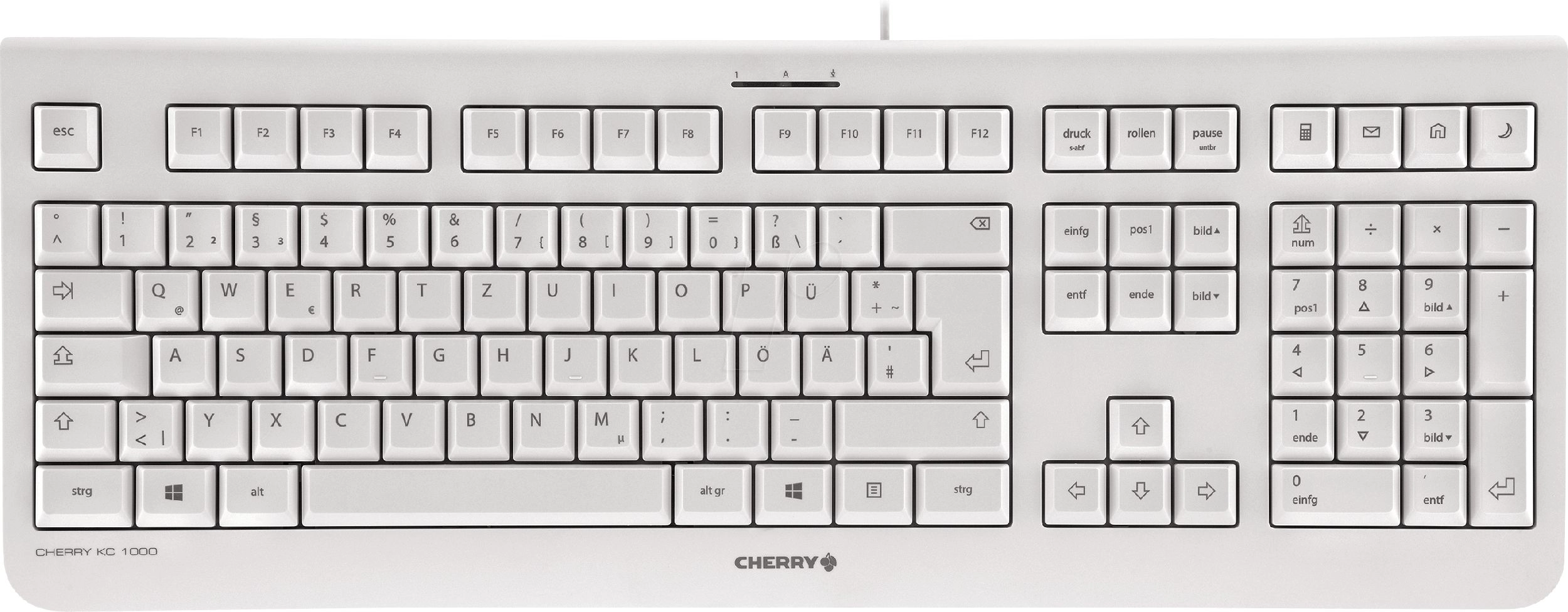 CHERRY KC 1000 tastatūra Universāls USB QWERTY Amerikāņu angļu valoda Pelēks