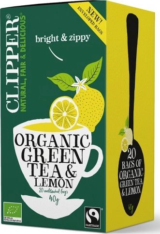 Clipper HERBATA ZIELONA Z CYTRYNĄ FAIR