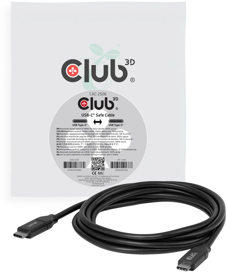 CLUB3D USB-C® Safe Cable 240W No