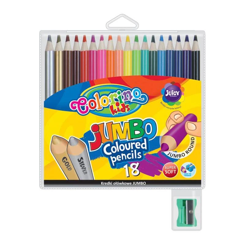 Spalvoti pieštukai  dideli  apvalūs Colorino Kids
