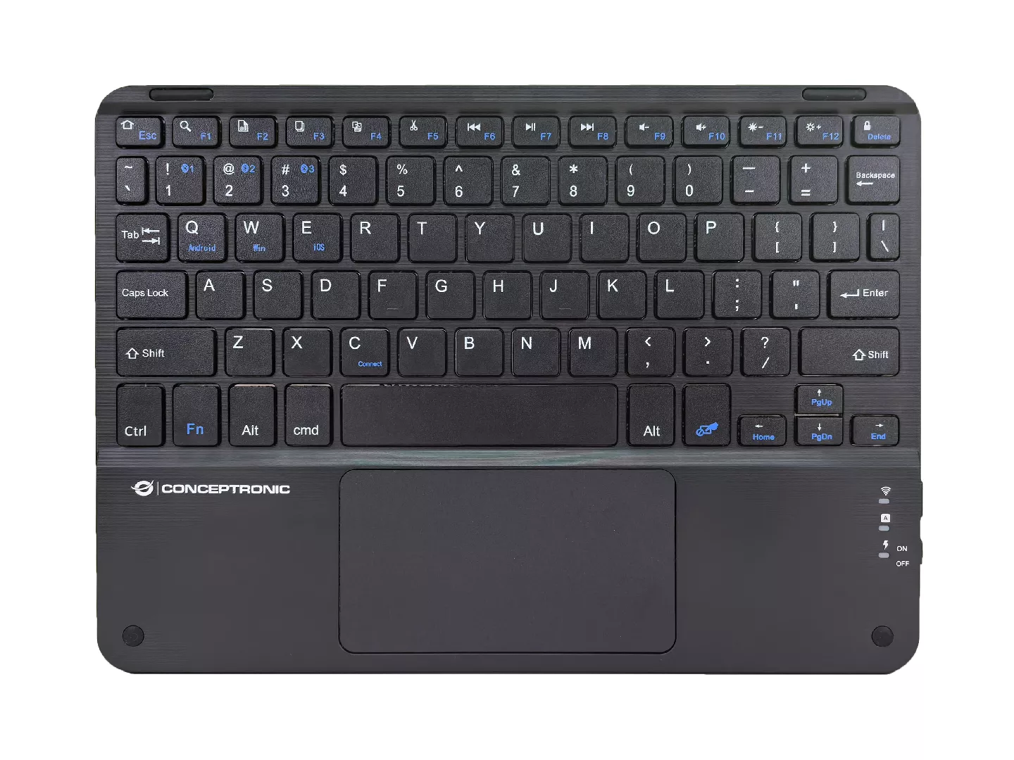 Conceptronic TOBIN01BUS tastatūra Universāls Bluetooth sistēma QWERTY Amerikāņu angļu valoda Melns