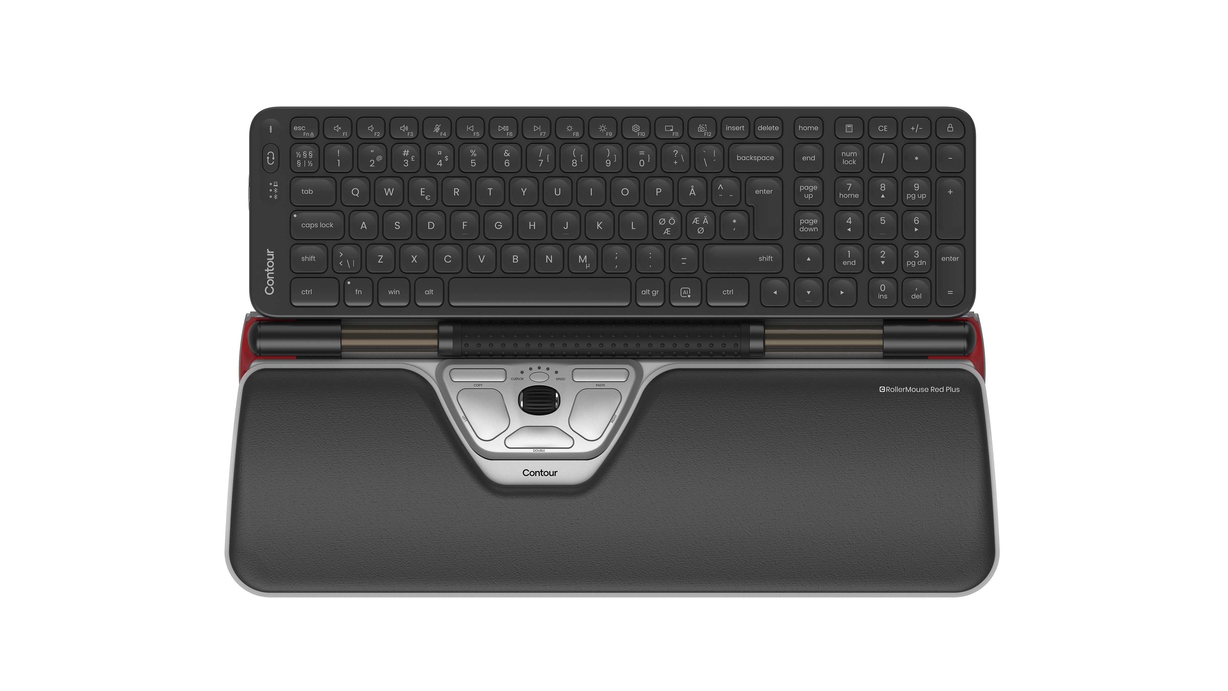 Contour Design RollerMouse Red Plus &amp; Balance tastatūra Pele iekļauta Birojs RF bezvadu sakari + Bluetooth QWERTY Ziemeļvalstu Melns