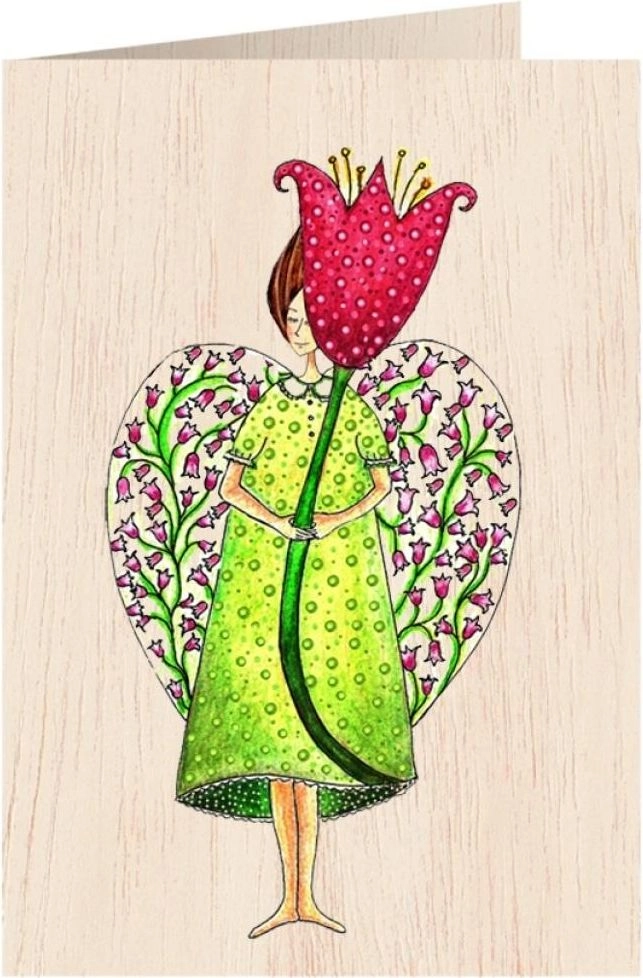 C6 wooden card + envelope Angel