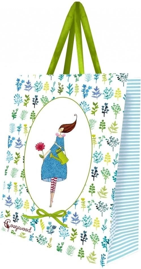 Large decorative bag. Woman with a