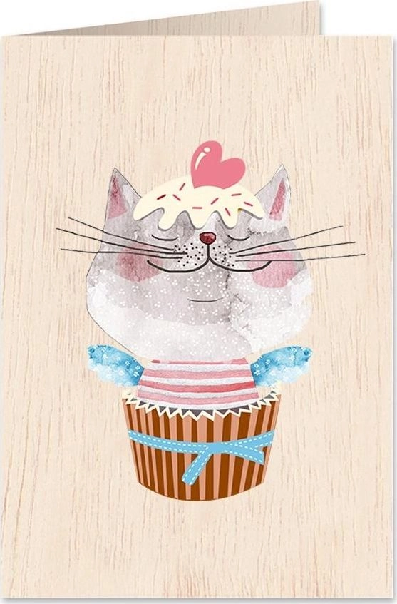 C6 wooden card + envelope Cat