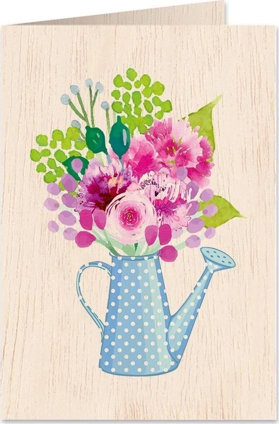 C6 wooden card + envelope Flowers