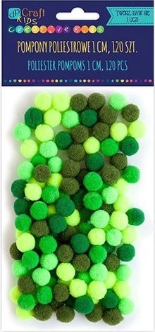 Polyester pompoms 1 cm green mix