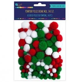 Pompony poliestrowe mix  140 szt. (KSPO-033)
