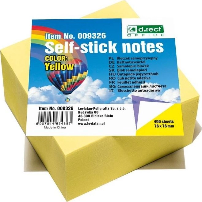 D.Rect Self-adhesive notes 76x76mm yellow