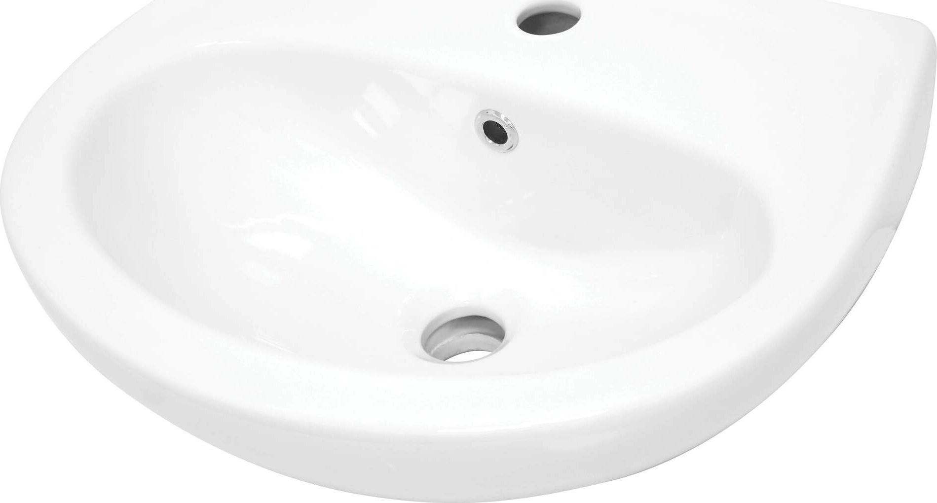 Wall-mounted ceramic washbasin with space for
