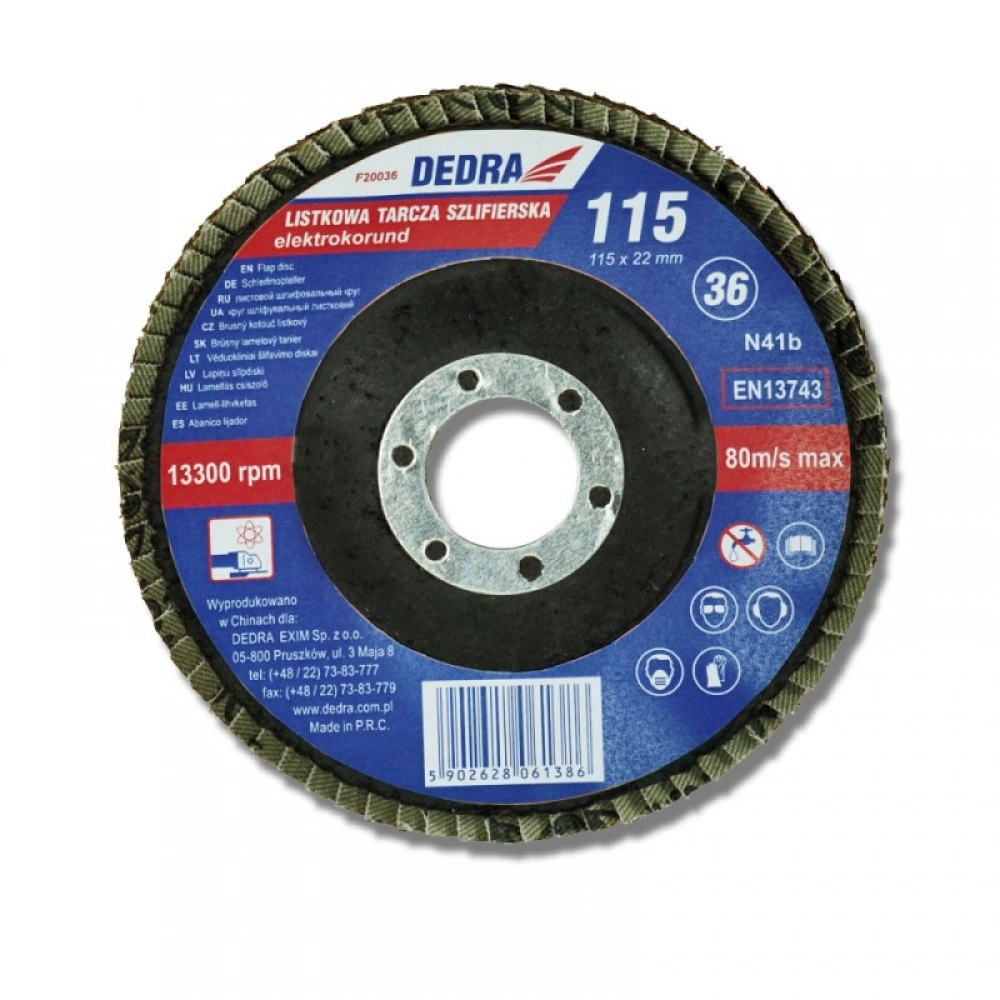 Dedra Listkowa tarcza szlifierska 125x22mm granulacja