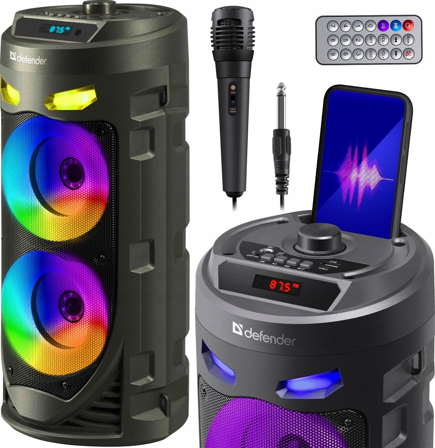 Głośnik Defender CRASHBOOM Bluetooth 16W MP3/FM/SD/USB/AUX/TWS/LED/MIC/LCD