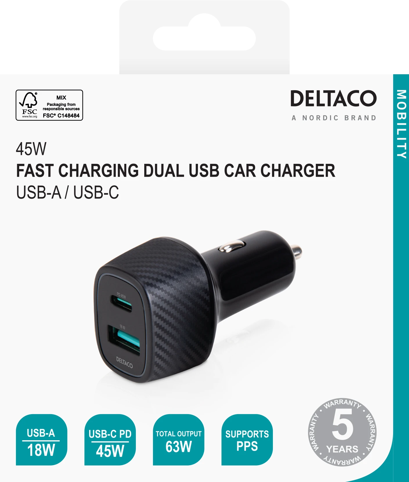 USB automobilinis kroviklis DELTACO 1x USB-A