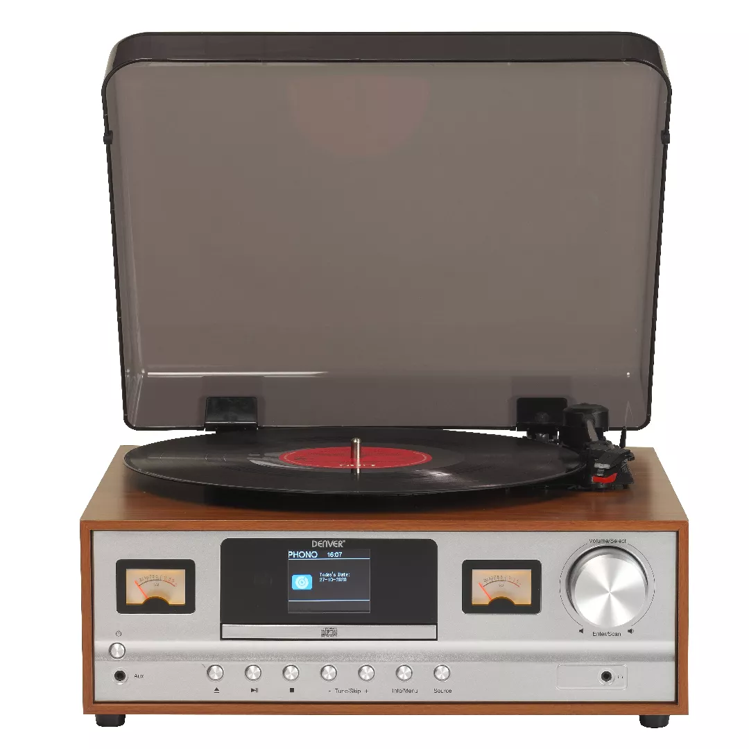 Denver MRD-52LIGHTWOOD audio turntable Silver Wood