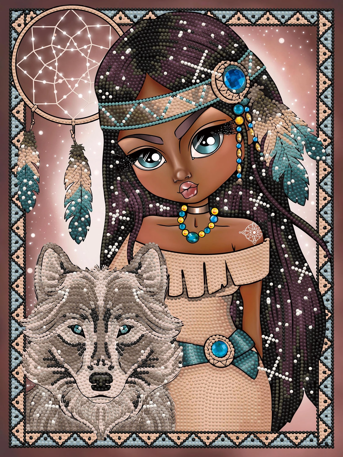 Diamond Dotz Indian Girl with Wolf