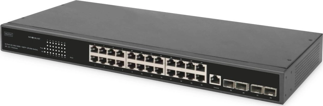 DIGITUS Switch 19" 24-Port +4x SFP+Gigabit