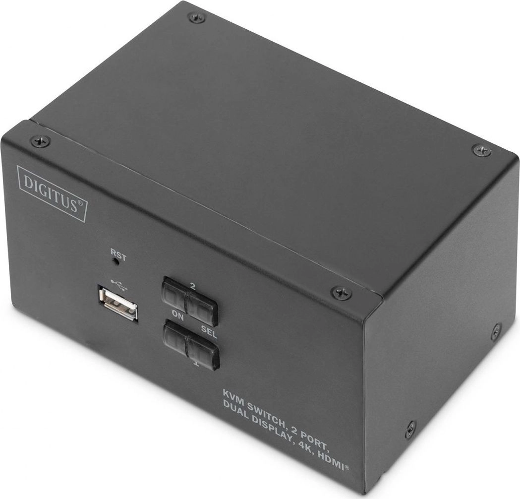 DIGITUS KVM Switch  2-Port  Dual-Display. 4K