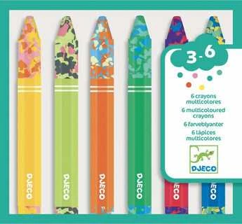 Djeco Įvairiaspalvės vaškinės kreidelės (6 vnt