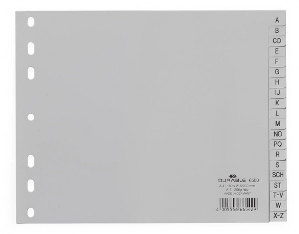 Durable 6500 Alphabetic tab index Polypropylene