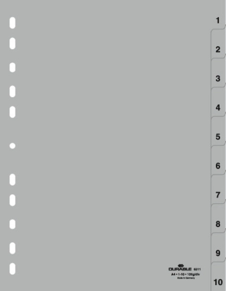 Durable 6511-10 Numeric tab index Polypropylene