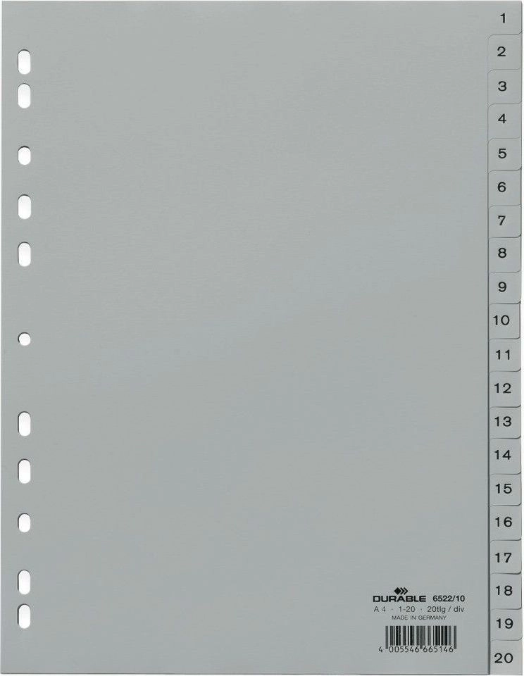 DURABLE number register A4 1-20 PP
