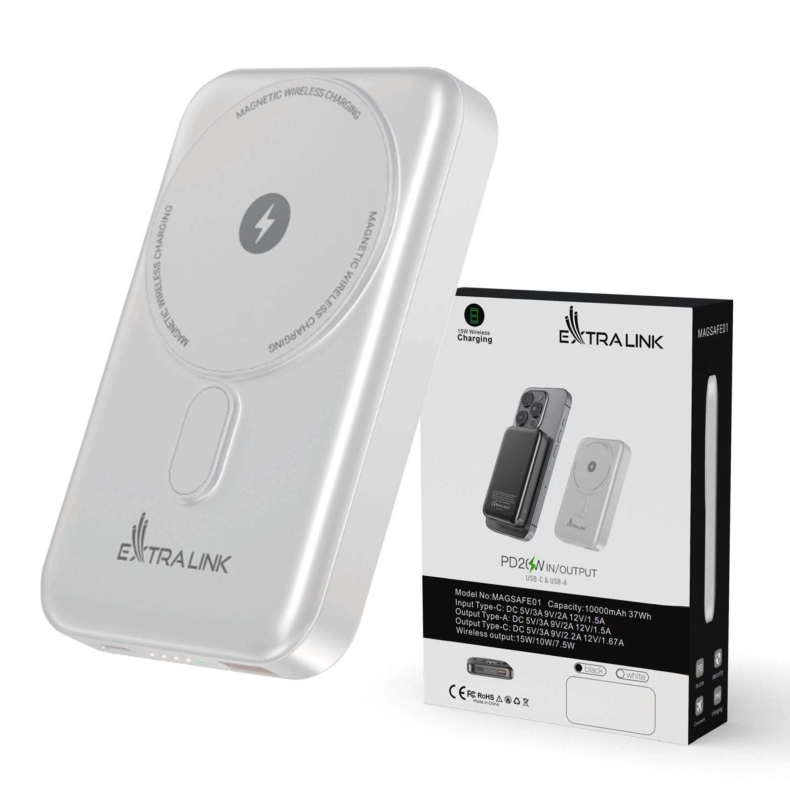 Extralink MagSafe 10000mAh White  Powerbank  Power