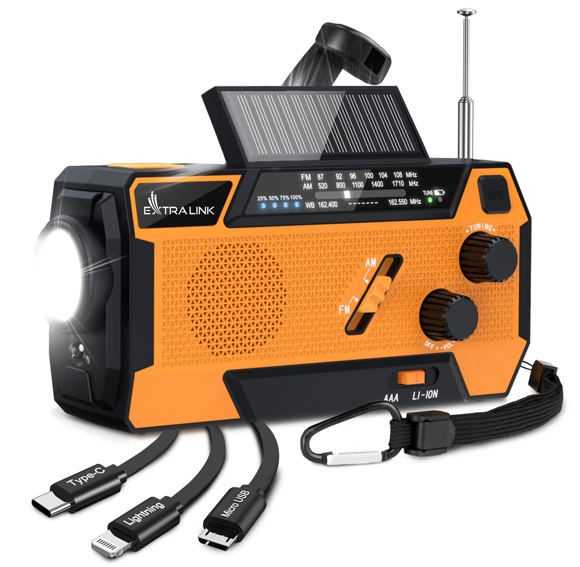 EXTRALINK SOLAR EMERGENCY RADIO WITH CRANK
