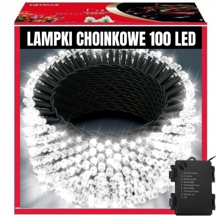 EXTRALINK LAMPKI CHOINKOWE 100 LED BIAŁE