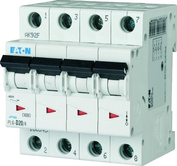 Eaton PL6-C20/4 OVERCURRENT BREAKER 6KA 166522