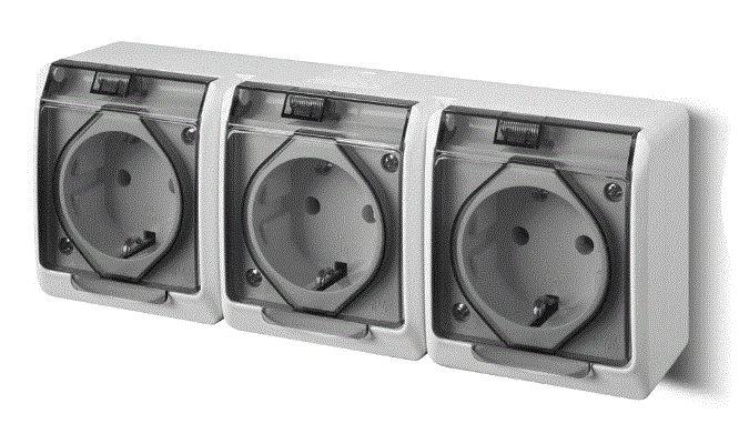 Elektro-Plast Hermetic triple socket with/out Schuko