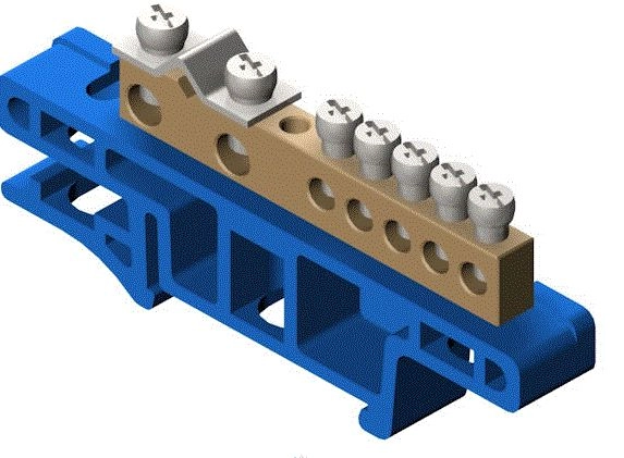 Elektro-Plast 7-track rail terminal block blue