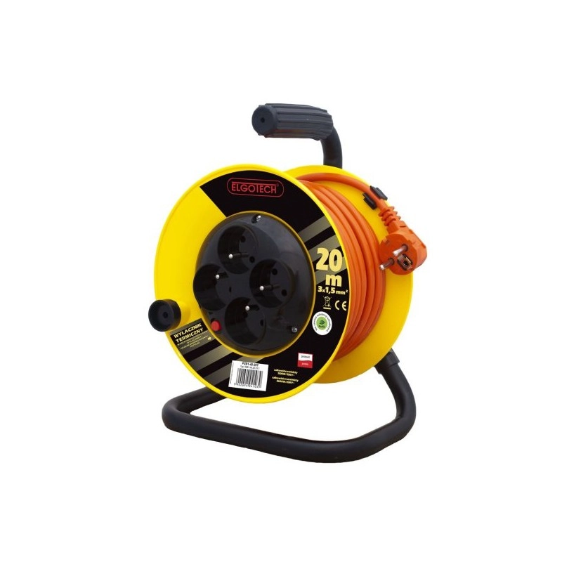 Elgotech Reel extension cable 4-sockets w/u
