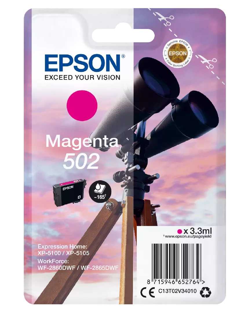 Epson Singlepack Magenta 502 Ink C13T02V34010