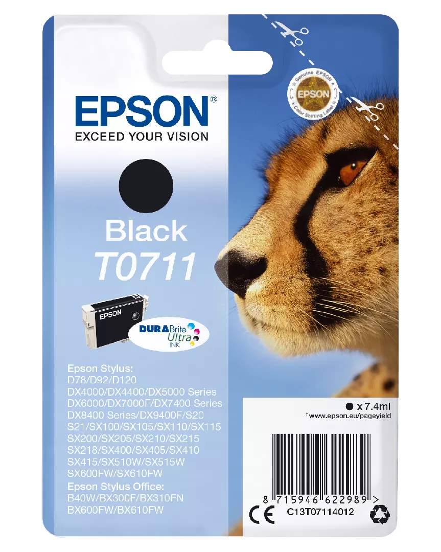 Epson Cheetah Singlepack Black T0711 DURABrite
