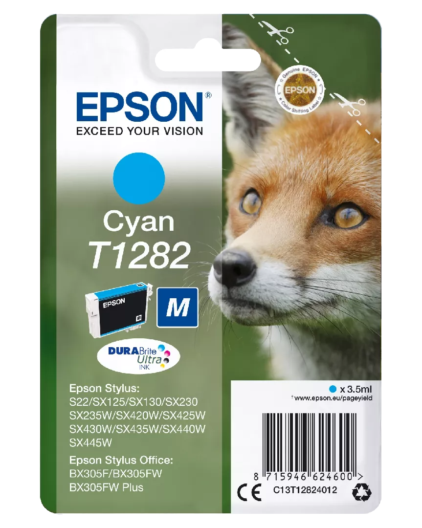 Epson Fox Singlepack Cyan T1282 DURABrite