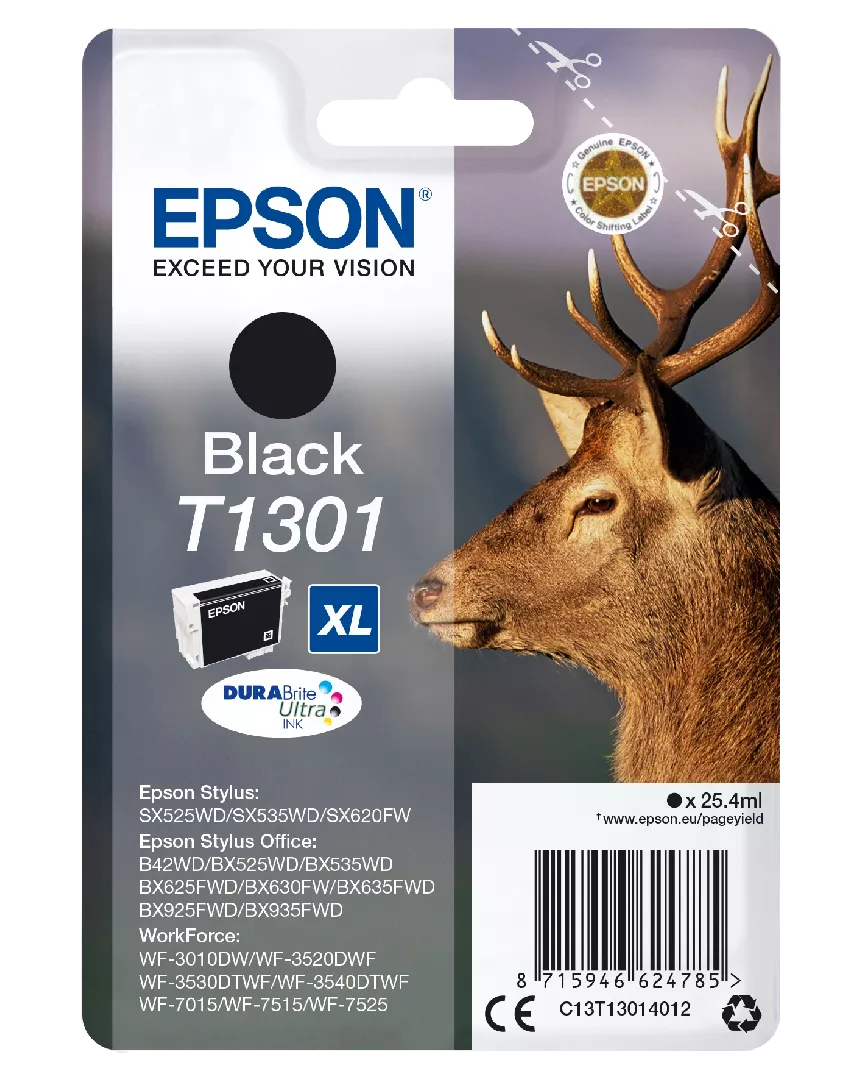 Epson Stag Singlepack Black T1301 DURABrite