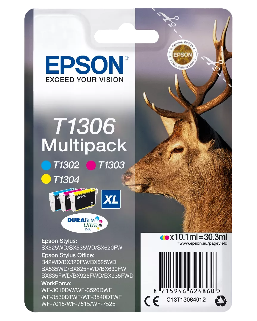 Epson Stag Multipack 3-colours T1306 DURABrite