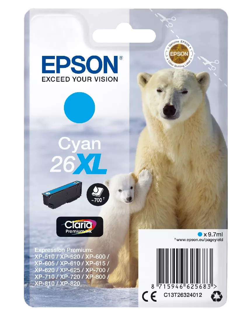 Epson Polar bear Singlepack Cyan 26XL