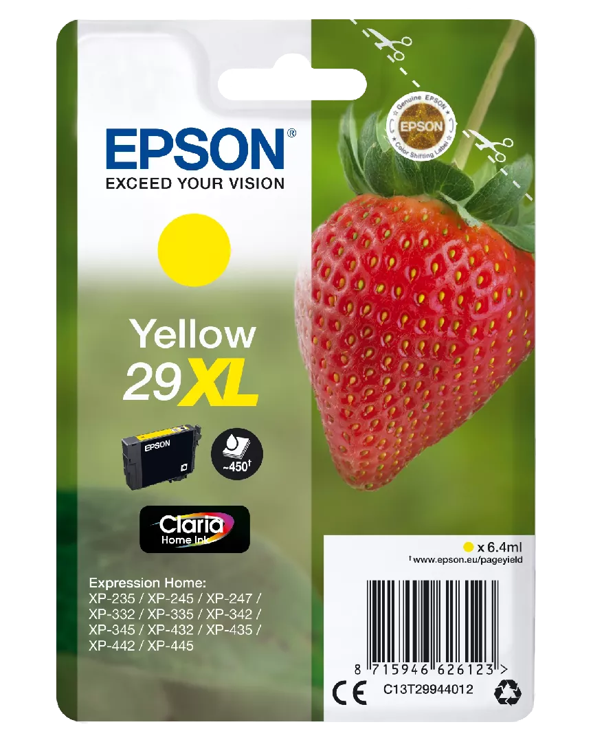 Epson Strawberry Singlepack Yellow 29XL Claria