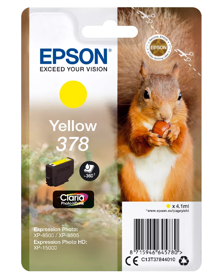 Epson Squirrel Singlepack Yellow 378 Claria