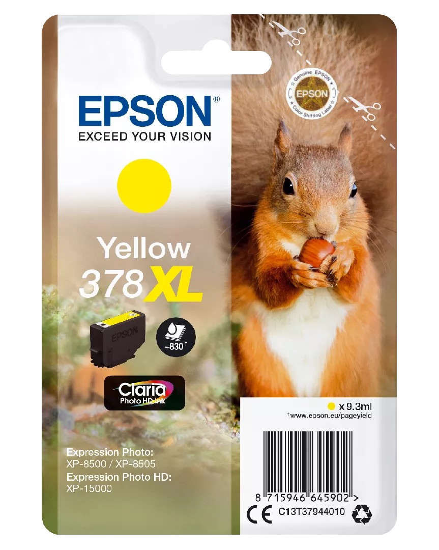 Epson Squirrel Singlepack Yellow 378XL Claria