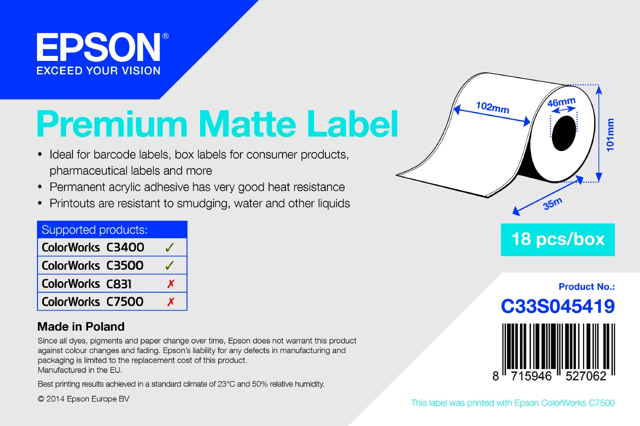 Epson Premium Matte Label - Continuous