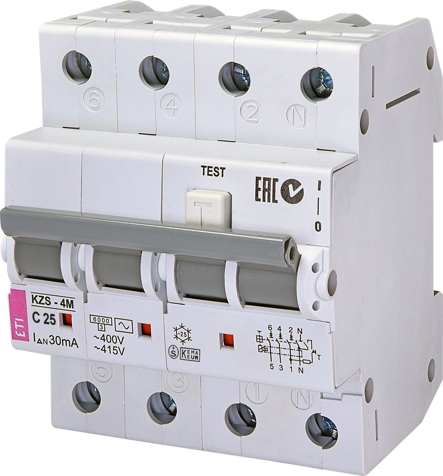 Eti-Polam Residual overcurrent circuit breaker 4P