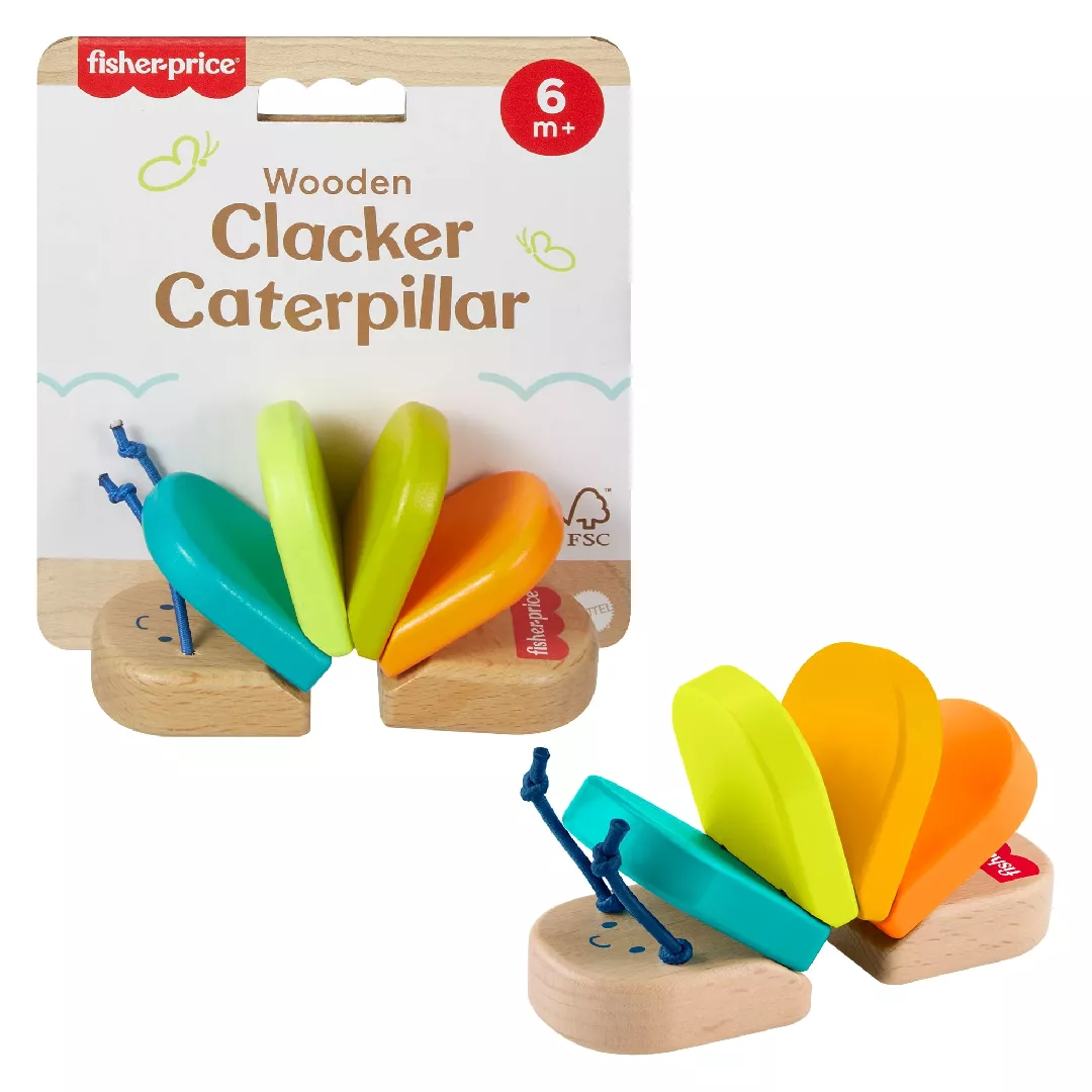 Fisher-Price Wooden Clacker Caterpillar Developmental Activity