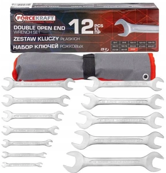Zestaw kluczy płaskich 12el. (6-32mm) na