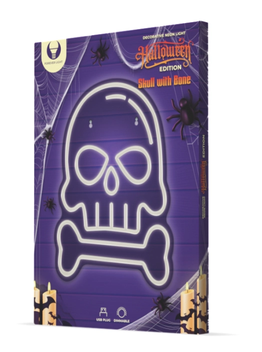 Neon PLEXI LED SKULL WITH BONE