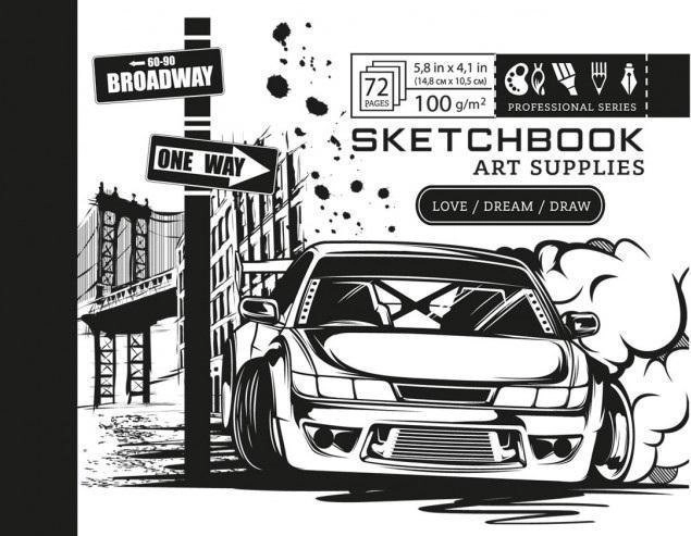 Sketchbook 148x105/72K 100g TW cardboard car