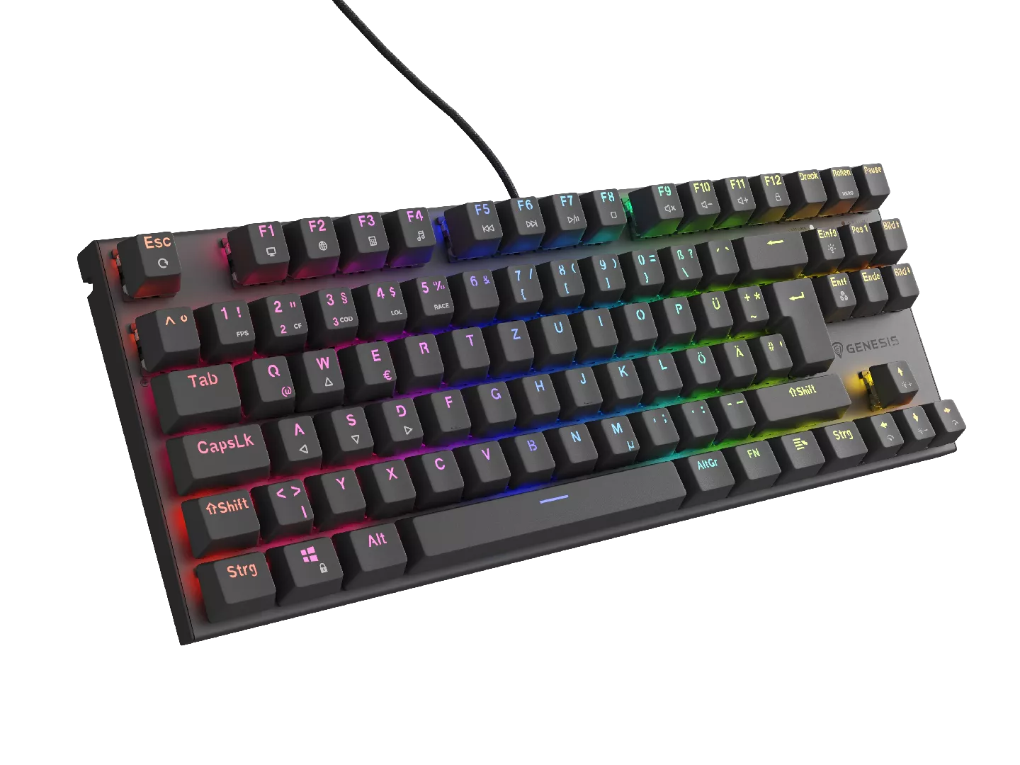 GENESIS Thor 303 TKL tastatūra Gaming USB QWERTZ German Black